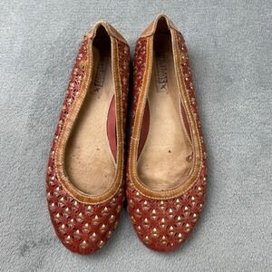 Pikolinos Ballet Flats Womens Size 39 Red Woven Leather Shoes